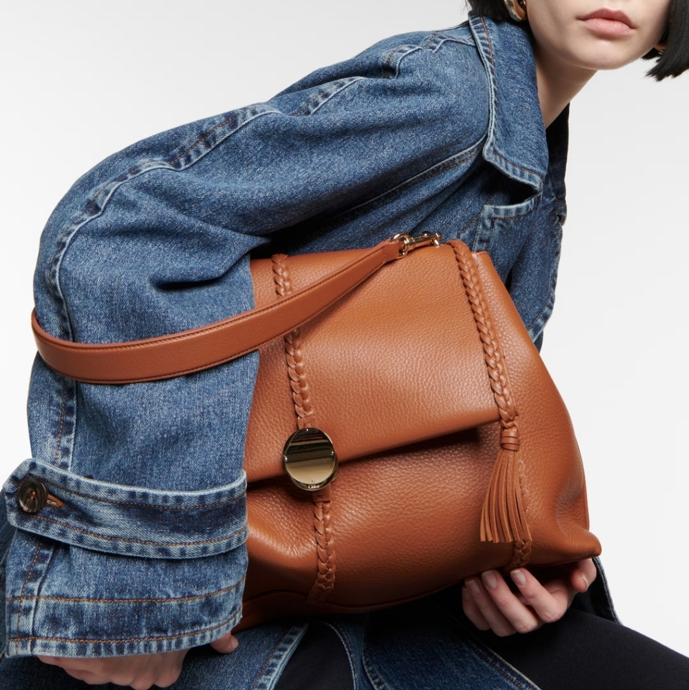 NWT$3,650 CHLOÉ Penelope Large Caramel Brown Leather Shoulder Bag - Picture 4 of 16
